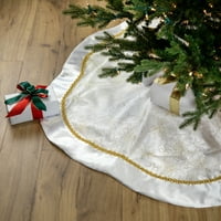 Northerlight 48 Bijela i zlatna sjajna Poinsettia skelopirana suknja za božićnu drvvu
