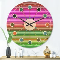 Designart 'Horizontal Geometrical Retro Pattern II' Mid-Century Modern Wood Wall Clock