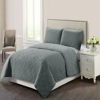 Harper Lane Bella Trellis Stitch 3-komad jorgan Set Grey King