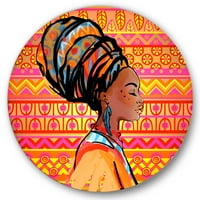 Designart 'portret afroamerikanke sa turbanom I' moderna kružna metalna zidna Umjetnost-disk od 11