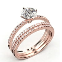 Zasljepljujuće Art Deco 1. Carat Round Cut Diamond Moissite zaručni prsten, vjenčani prsten, dva podudarna
