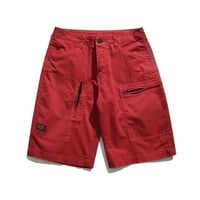 Homadles muške pamučne Casual teretne hlače - Zipper Casual trendi kratke hlače crvena Veličina s