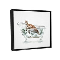 Stupell Industries Turtle Plivanje Kupatilo Stanište Životinje i insekti Slikanje Crni potamnik Framed