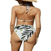 Eleluny ženski Halter kupaći kostimi Push Up bikini Set kupaći kupaći kostim crno-bijeli XL
