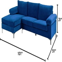 Moderna velika baršunasta odsjek za kauč L Oblik kauča sa dodatnim širokim kaiš loungevom navojem