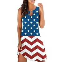 Vremenske ljetne haljine za žene plaža 4. jula Print američke zastave Cover Up sarafan bez rukava Casual