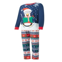 Porodica koja odgovara Božićne pidžame, crtani pingvin tisak dugih rukava + elastični struk pantalone