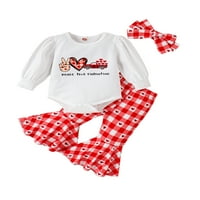 Ma&Baby Infant Baby Girl odjeća za Dan zaljubljenih, kombinezon dugih rukava komplet pantalona sa printom