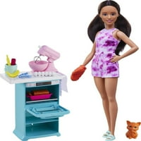 Barbie lutka i kuhinjska playset sa kućnim ljubimcem i dodacima, poklon za do godinu dana