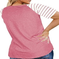 Chama Womens Plus Size Osnovne Bluze Od Tunike Prugaste Raglan Majice Kratki Rukavi Ljetni Vrhovi