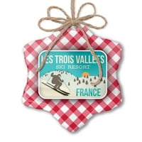 Božićni ukras Les Trois Vall? ES Skijalište - Francuska Skijalište Red Plaid Neonblond