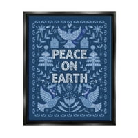 Mir Na Zemlji Plave Golubice Holiday Grafička Umjetnost Jet Crni Uokvireni Art Print Wall Art