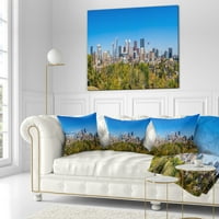 Designart Calgary Skyline sa plavim nebom - jastuk za bacanje gradskog pejzaža-16x16