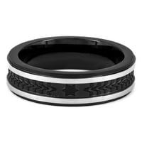 Obalni nakit od nerđajućeg čelika crni i brušeni teksturirani prsten