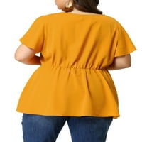 Jedinstvene ponude Ženska plus bluza V izrez čipke prednjeg ležernog pepuma