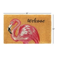 RugSmith Handloom Woven Pink Flamingo dobrodošlicu u zatvorenom i na otvorenom Coir otirač, 18 30