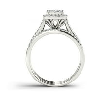 Carat TW Diamond 10kt bijeli zlatni set Zaručničkog prstena sa jednim oreolom