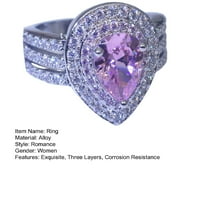 HonRane vjenčani prsten sjajni vodeni oblik, tri sloja Anti-Decorm FAU Crystal Inlaid ukrasite luksuzni