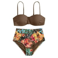 Ženska kupaći kostim kupaćih kupaćih kostimi za kupaći kostim i vike struk cvjetni print Halter kupaći