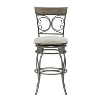 Big & visok 30,75 metalni ukras back stolica sa okretnom, sivom prazom sa svijetlosivim sivim