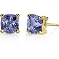 CT jastuk rez purple tanzanite Stud minđuše u 14K žutom zlatu