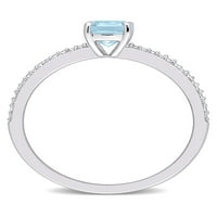 Carat T. G. W. Nebesko-plavi Topaz i karat T. W. dijamant 10k prsten od bijelog zlata