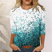 Višebojne majice za žene Casual modna štampa posada vrat tri četvrtine rukava TShirt bluza vrhovi