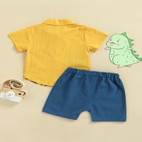 Biekopu dečaci devojčice Letnja odeća Setovi kratkih rukava talasna majica dinosaurusa + plave šorc sa