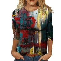 Hanas ženske ljetne modne Casual majice, tri četvrtine rukava Print okruglog vrata pulover bluza, dnevni