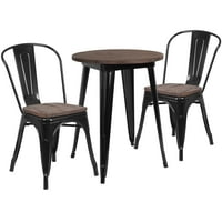 Flash nameštaj 24 okrugli metalni tabeli sa drvenim topom i stolnim stolicama