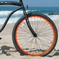 26 firmstrong braiser muškarac jedno brzina plaža kruzer Muški bicikl, mat crna sa narančastim naplatcima