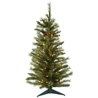 Skoro prirodno zeleno 3 'božićno drvce sa borovom konusom i bistrim svjetlima