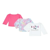 Garanimals Baby Girl Girl GRAFIKE i čvrste majice, 3-pakovanje