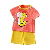 Outfits za dječji pamučni kratki rukav majica za djecu, crtani uzorak Color Contrast Početna Pijamas klima