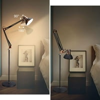 DingLiLighting moderna metalna podna lampa, fleksibilna stajaća lampa za čitanje Zakretnih ruku sa podesivom glavom E utičnica mat crna