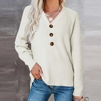 cllios ženski džemperi veće veličine dugi rukavi pleteni gornji elegantni džemper sa dugmadima s V izrezom