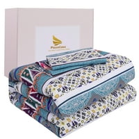 Unique Bargains Bohemian Comforter Set, Twin, Poliester, Siva