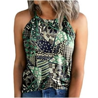 Ženski Tank Tops Casual cvjetni Print dvostruki špageti kaiš prsluk Tunic Tops ljetni Halter vrat bez