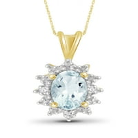 0. Carat t.g.w. Aquamarine dragulj i akcent bijeli dijamantski ženski privjesak