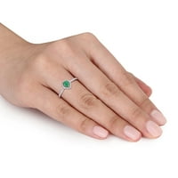 Miabella ženski karatni Kruškorezani smaragdni karatni dijamant 14kt dvobojni Zlatni oreol obećavajući