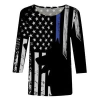 Tarmeek Plus Size majice za žene američka zastava smiješna majica od 4. jula Stars Stripes Print Patriotski