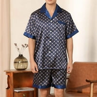 Holloyiver kompleti pidžama za muškarce kratke hlače s čvrstim ležernim kopčanjem s printom kratkih rukava