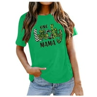 Ženski dan Svetog Patrika Print okrugli vrat kratki rukav T-shirt par T-Shirt, tamno zelena, XXL