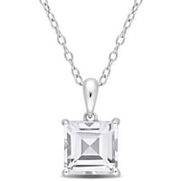 Miabella ženska karat t.g.w. Princess-Cut White Topaz Sterling Silver Solitaire Privjesak sa lancem