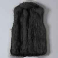 Womens Tops Wool Vest Fau Vest Stand ovratnik Fau Coat Vest Jacket Crna 3x