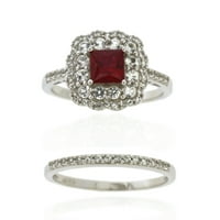 Jay Carct dizajn Sterling Silver stvorio je Ruby i stvorio bijeli safirni prsten