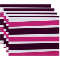 Jednostavno Daisy 18 14 Stripes Stripe Print Placemats, Set od 4