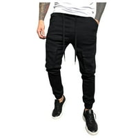 Duge pantalone za muškarce muške Casual labave slovne čvrste vezice sa elastičnim strukom duge pantalone
