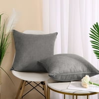2-kom Fau posteljina čvrsta dekorativna jastuk pokriva siva 20x20