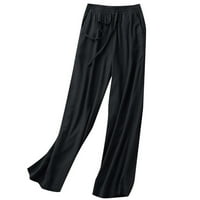 Owordtank ženske Casual pamučne lanene pantalone sa džepovima elastičnim strukom široke pantalone